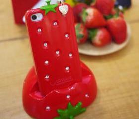 [grhmf2100022]Sweet Strawberry Rhinestones Case For Iphone 4/4s