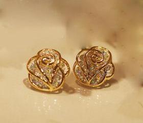 [grdx02043]The fashion rhinestone Camellia earrings &stud