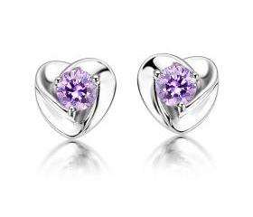 [grdx02008]Super flash Swiss Diamond Amethyst stud