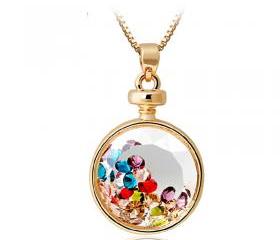 [grhmf2100003]Crystal Wishing Bottle Pendant Necklace