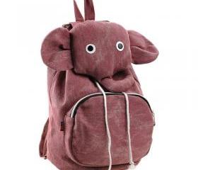 [grdx03062]Lovely Elephant Canvas Backpack