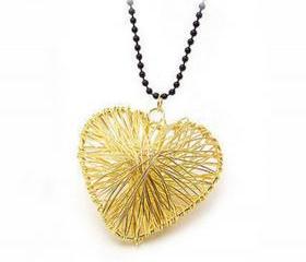 [grhmf2100009]Golden Filament Hollow Out Love Necklace