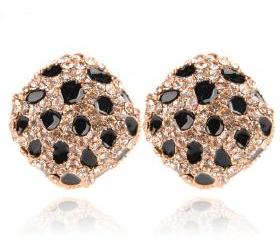 [grhmf230006]Retro leopard full diamond ear clasp earrings